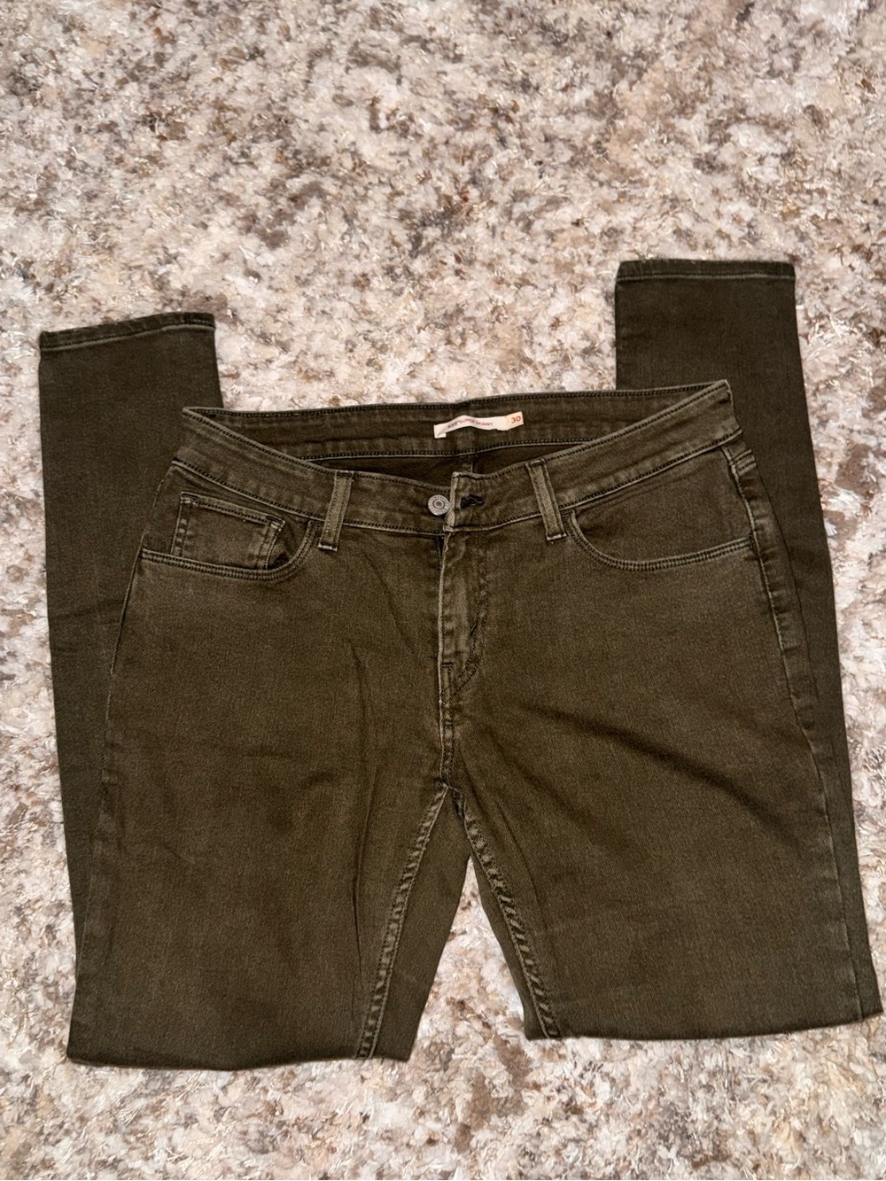 Levi’s Women's Skinny Jeans Size 30 Olive Green Distressed Ripped Knee